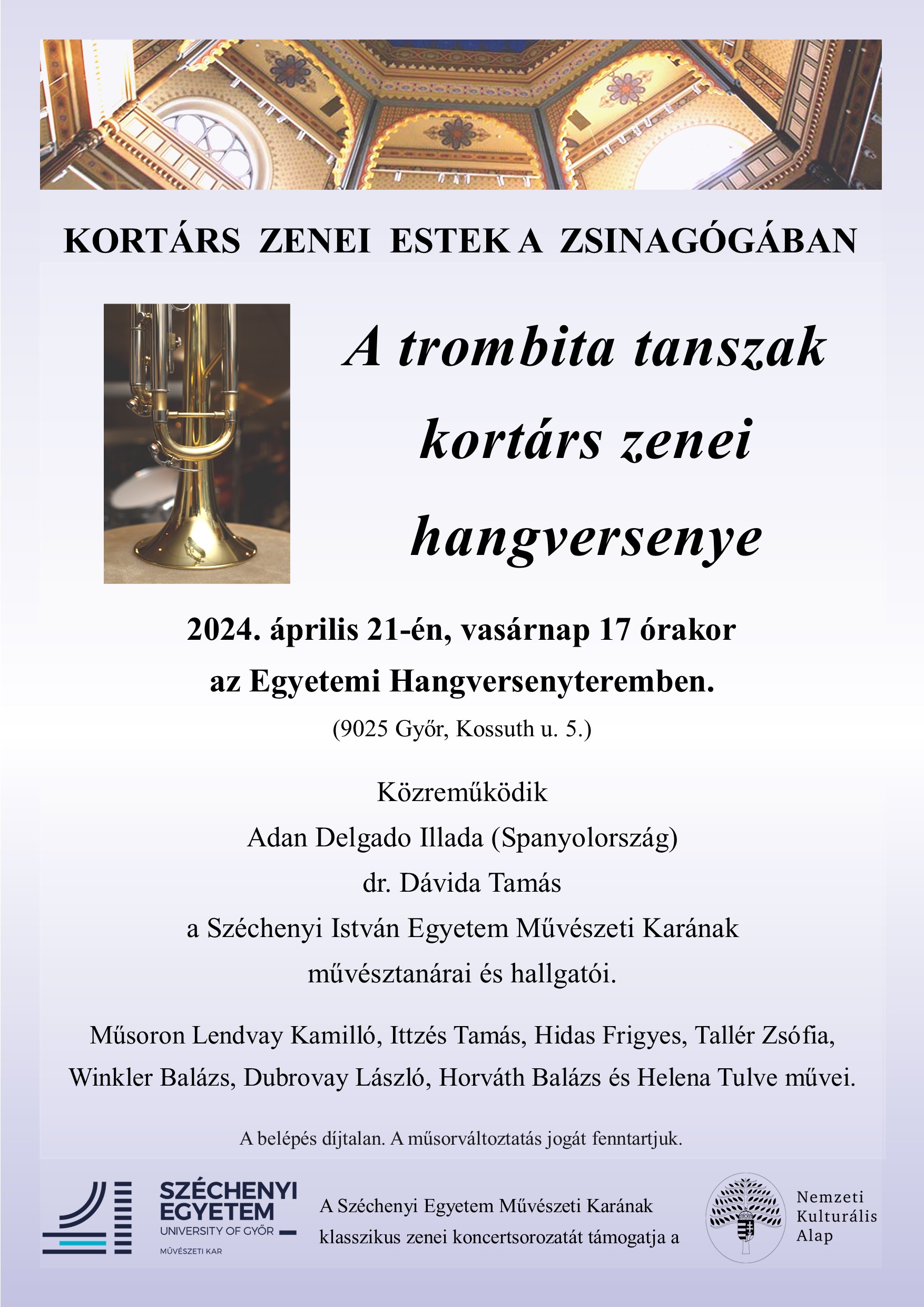 Trombita tanszak hangversenye - Kortárs zenei estek a Zsinagógában - 2024.04.21.