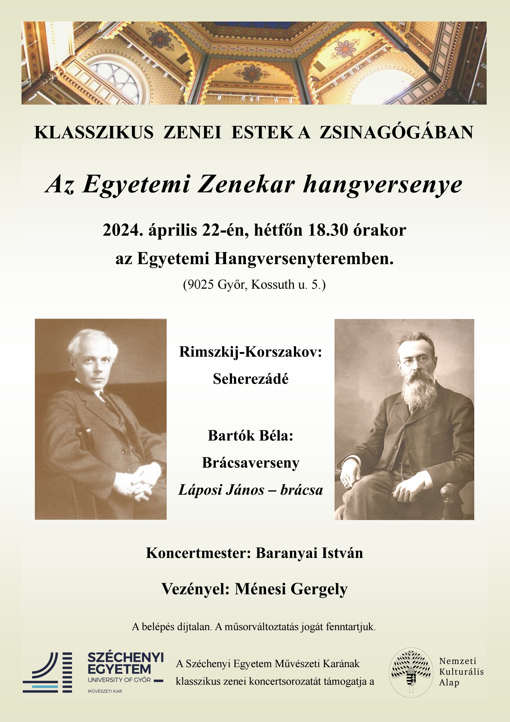 A Győri Egyetemi Zenekar hangversenye Rimszkij-Korszakov és Bartók műveiből - 2024.04.12.
