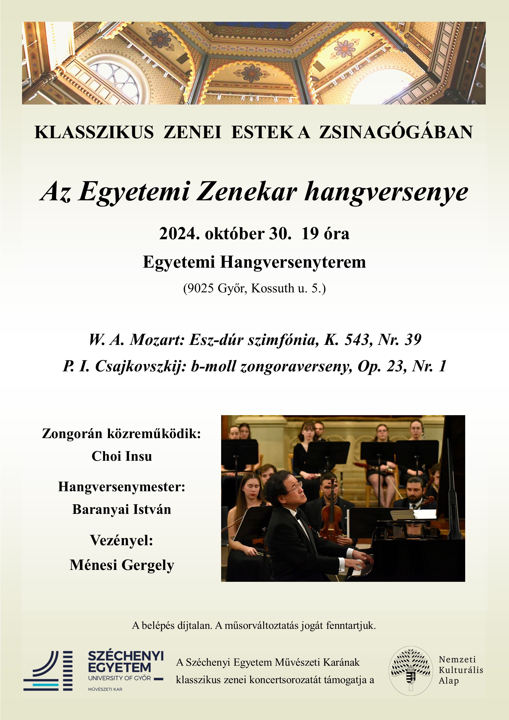 A Győri Egyetemi Zenekar hangversenye Mozart és Csajkovszkij műveiből - 2024.10.30.19:00