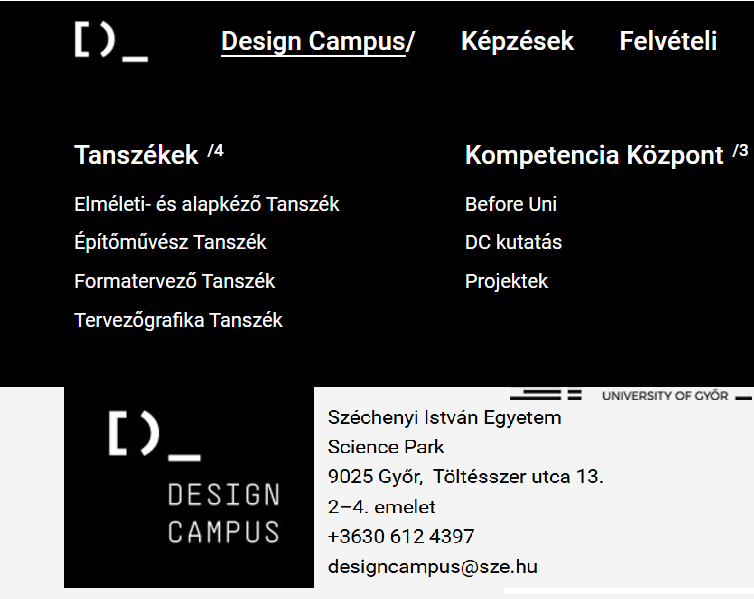 A Művészeti Kar Design Campus honlapja