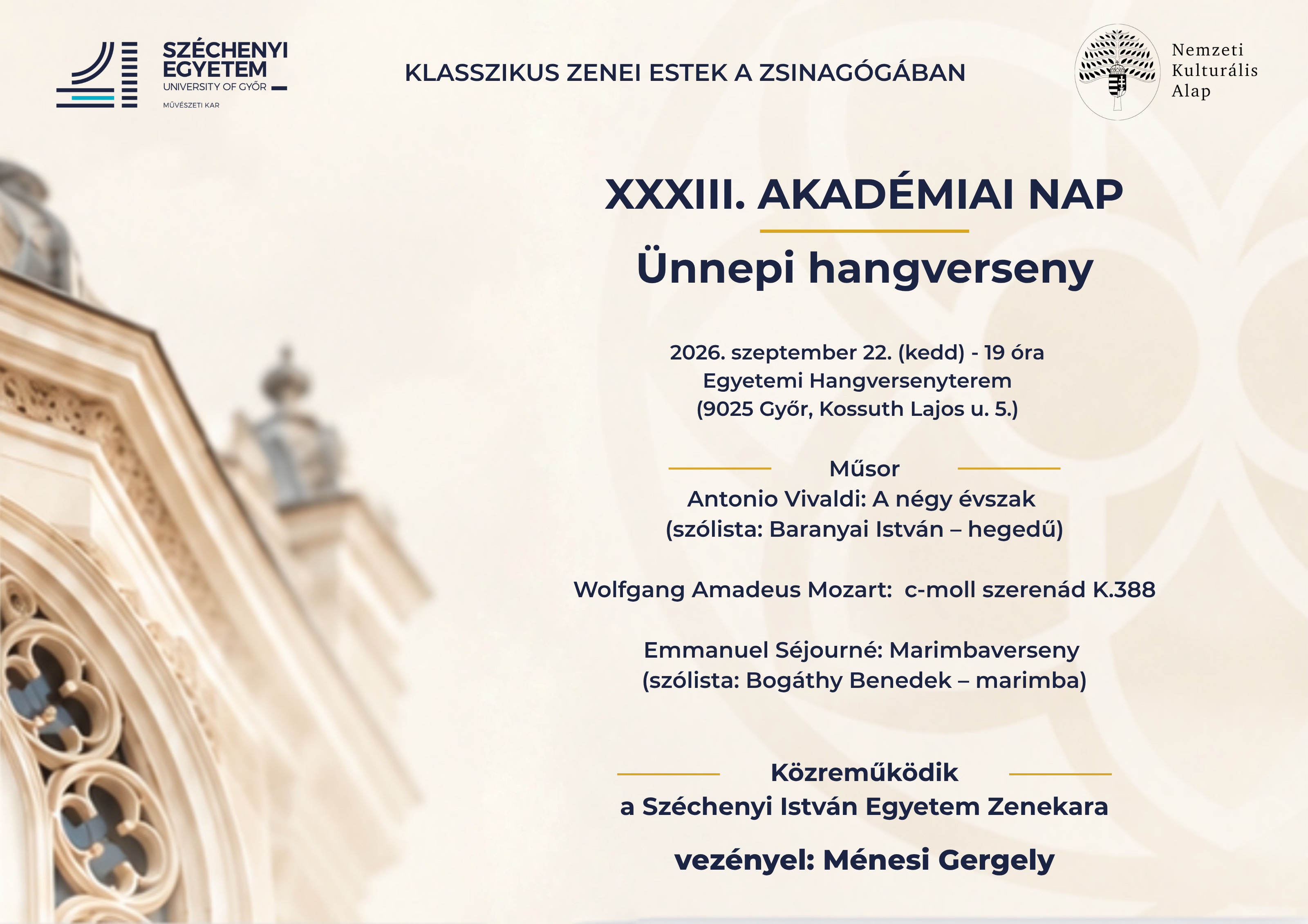 Klasszikus zenei estek a zsinagógában - XXXIII. Akadémiai nap - Ünnepi Hangverseny